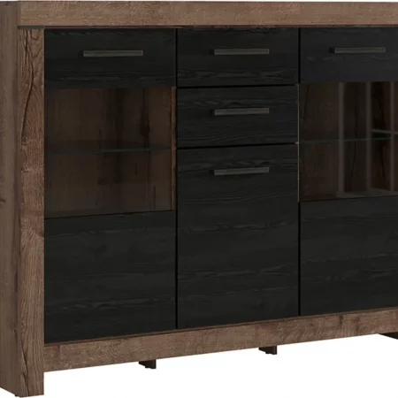 Balin vitrinskåp - Mörk ek/svart ek - Vitrinskåp & Glasskåp -Vitrinskåp & Glasskåp - Hyllor & Förvaring