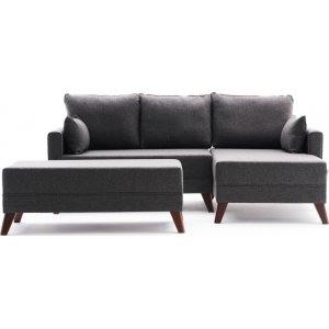 Bella divanbäddsoffa höger - Antracit - Bäddsoffor