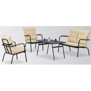 Bremen trädgårdsmöblemang - Cream/svart + Möbelpolish - Loungegrupper