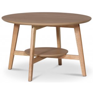 Bridge runt soffbord med hylla Ø80 cm - Ekfanér - Soffbord i trä