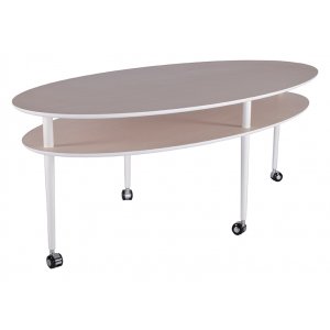 Casper soffbord ellips 140 x 70 cm - Vit / ljus ek - Soffbord i trä