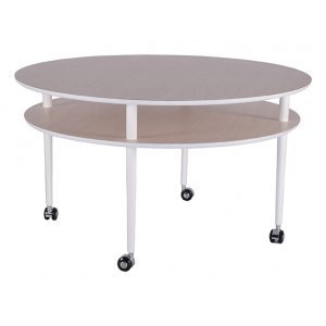 Casper soffbord runt Ø90 cm - Vit / ljus ek - Soffbord i trä