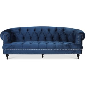 Chesterfield Oxford 3-sits soffa - Blå sammet - Chesterfieldsoffor