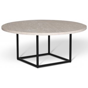 Dexter runt soffbord Ø105 cm - Metall / Travertin kalksten - Soffbord i marmor