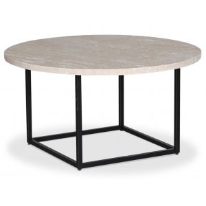 Dexter runt soffbord Ø85 cm - Metall / Travertin kalksten - Soffbord i marmor