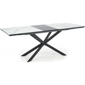 Emilie matbord 160-200 cm - Vit marmor/svart - Marmormatbord