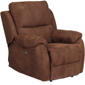 Enjoy Hollywood El-Recliner Fåtölj - Brunt Microtyg + Möbelvårdskit för textilier - Reclinerfåtöljer