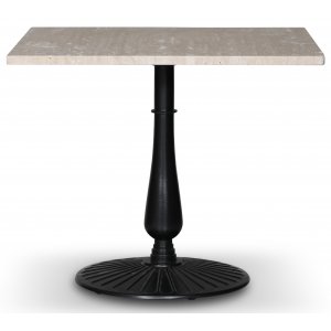 Flair matbord 90x90 cm - Svart Mystery E100 fot / Travertin sten - Ovala & Runda bord