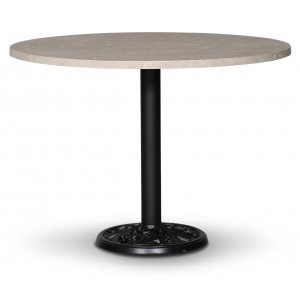 Flair runt matbord Ø105 cm - Svart Mystery E84 fot / Travertin sten - Ovala & Runda bord