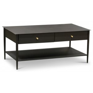 Flash soffbord med lådor - Svart metall med mässingsknoppar - Soffbord