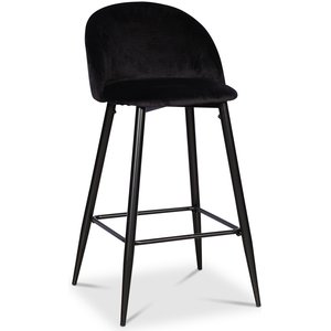 Giovani Velvet barstol - Svart sammet / Svarta ben - Barstolar