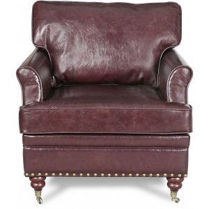 Howard Bradford fåtölj i brunt läder / Mässingsnitar - Skinnfåtöljer