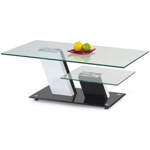 K2 soffbord 110x60 cm - Vit/Svart/Glas - Glasbord