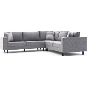 Kale hörnsoffa - Grå linne - Hörnsoffor