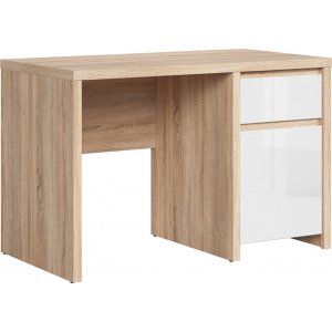 Kaspian skrivbord 120 x 65 cm - Ek/vit - Skrivbord med hyllor | lådor