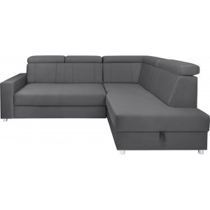 Lone hörnbäddsoffa med öppet avslut höger - Grå - Hörnsoffor