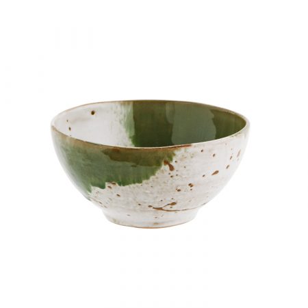 Bild på SKÅL Stengods 15cm Vit/Grön från Madam Stoltz