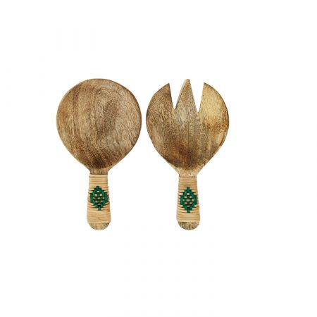 Bild på SERVERINGSBESTICK Mangoträ Natur/Grön från Madam Stoltz