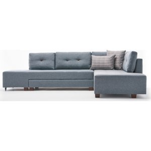 Manama hörnbäddsoffa höger - Ljusblå - Hörnsoffor