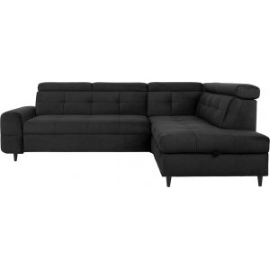 Matras hörnbäddsoffa med öppet avslut höger - Svart - Hörnsoffor