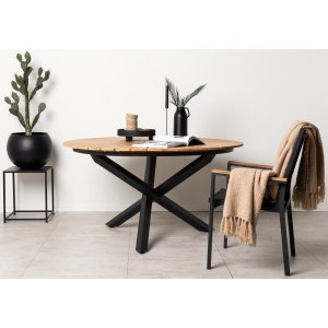 Mexico matbord Ø140 cm - Svart/teak - Utematbord