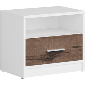 Nepo Plus sängbord - Vit/mörk ek - Sängbord -Sovrumsmöbler - Sängbord