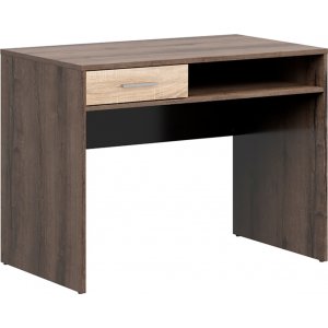 Nepo Plus skrivbord 100 x 59 cm - Mörk ek/ljus ek - Skrivbord med hyllor | lådor