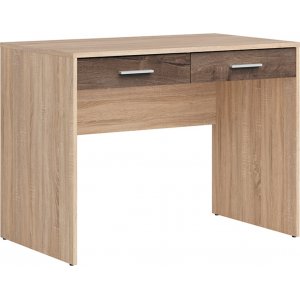 Nepo Plus skrivbord med 2 lådor 100 x 59 cm - Ljus ek/mörk ek - Skrivbord med hyllor | lådor