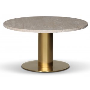 Next 85 runt soffbord - Borstad mässing / Travertin kalksten - Soffbord i marmor