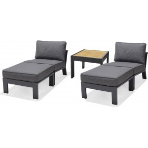 Palau loungegrupp 3 - Grå/teak - Loungegrupper