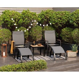 Panama loungegrupp 3 - Svart/teak - Loungegrupper