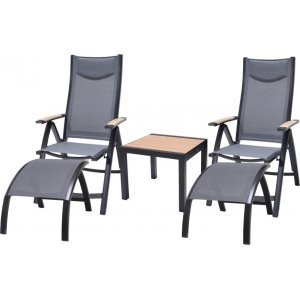 Panama loungegrupp 4 - Svart/teak - Loungegrupper