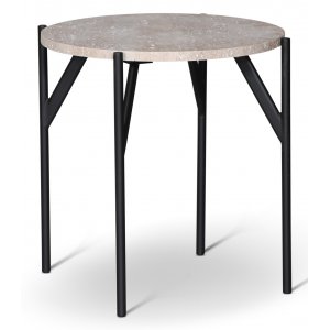 Paus lampbord D50 cm - Svart air underrede / Ljus Travertin - Sidobord & lampbord