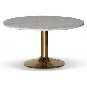 Paus runt soffbord - Mässing / Ljus marmor - Soffbord i marmor