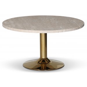 Paus runt soffbord - Mässing / Travertin kalksten - Soffbord i marmor