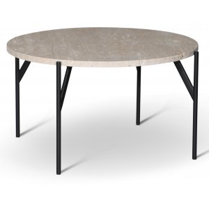 Paus runt soffbord - Svart air / Ljus Travertin - Soffbord i marmor