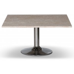 Paus soffbord - Kromad trumpetfot / Ljus Travertin 90x90 cm - Soffbord i marmor