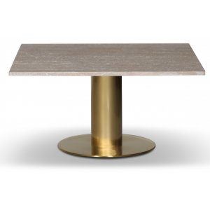 Paus soffbord - Matt mässing / Ljus Travertin 90x90 cm - Soffbord i marmor