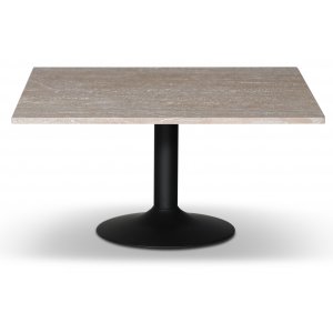 Paus soffbord - Svart trumpetfot / Ljus Travertin 90x90 cm - Soffbord i marmor