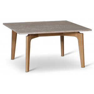 Paus soffbord - Whitewash trä / Ljus Travertin 90x90 cm - Soffbord i marmor