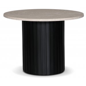 PiPi runt matbord Ø105 cm - Svartbetsat trä / Travertin sten - Ovala & Runda bord