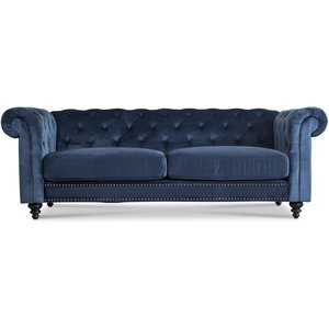 Royal Chesterfield 3-sits soffa i sammet mörkblå - 3-sits soffor