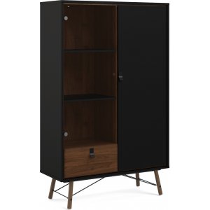 Ry vitrinskåp - Svart/valnöt - Vitrinskåp & Glasskåp -Vitrinskåp & Glasskåp - Hyllor & Förvaring