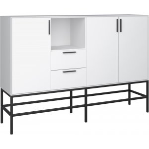 Slimline förvaringsmöbel 160 x 42 x 111 cm - Vit/svart - Skåp -Skåp - Hyllor & Förvaring