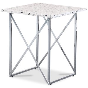 Terrazzo sidobord 50x50 cm - Terrazzo Cosmos & underrede Paladium i krom - Sidobord & lampbord