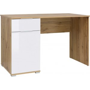 Zele skrivbord 120 x 60 cm - Ek/vit - Skrivbord med hyllor | lådor