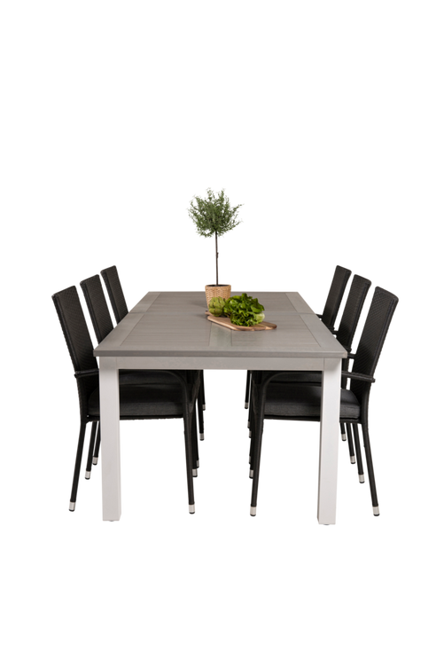 hom_1601315-01_Fs Bild på Matgrupp Athena inkl 6st Astrid matstol - Venture Home