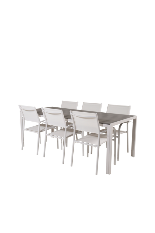 hom_1604387-01_Fs Bild på Matgrupp Bliss inkl 6st stapelbar Samos matstolar - Venture Home