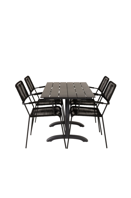 hom_1607646-01_Fs Bild på Matgrupp Dennis cafébord och 4st Levis matstol - Venture Home