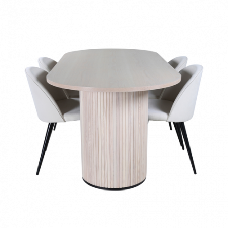 Bild på Matgrupp Bianca med 4 st matstolar Velvet - Venture Home